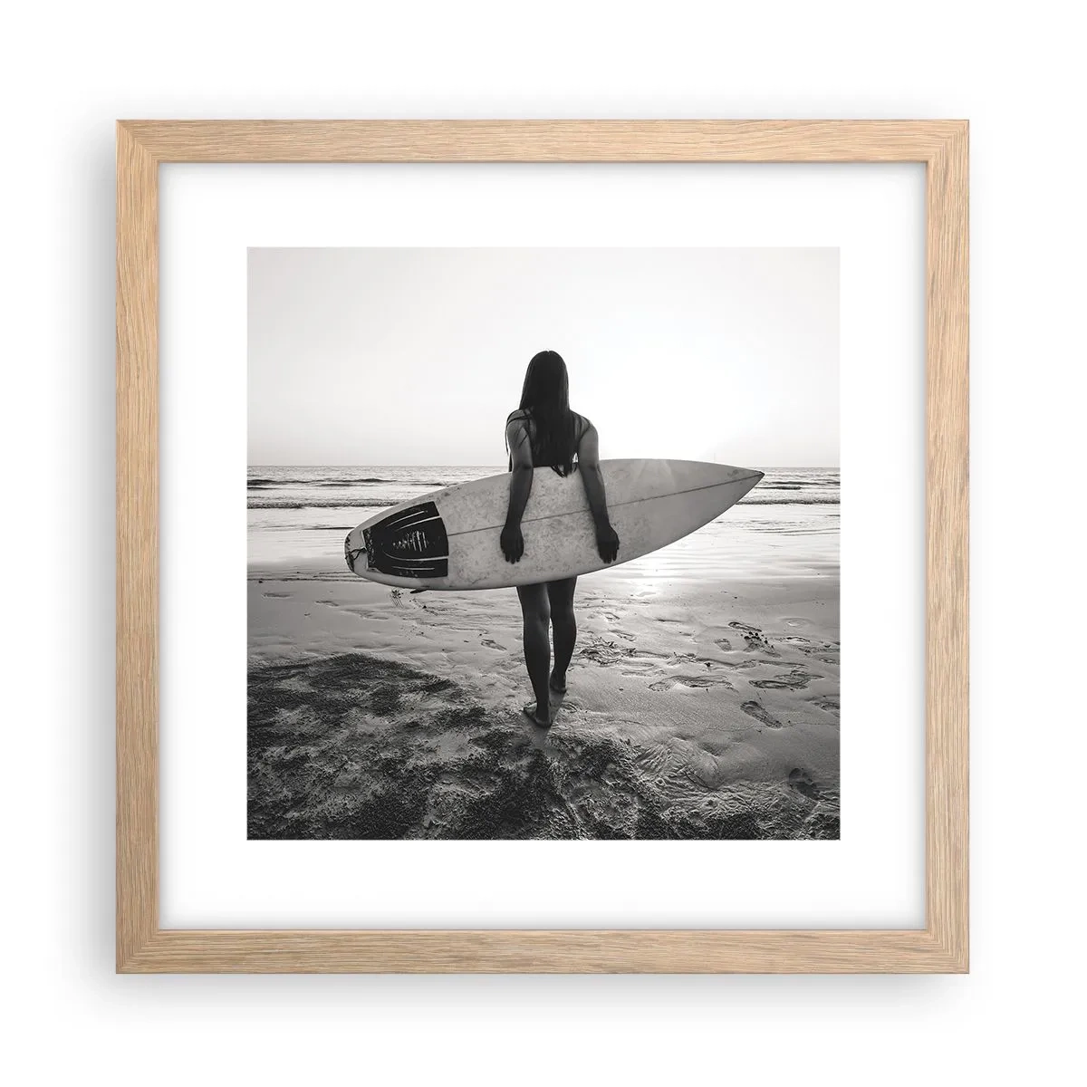 Póster en marco roble claro - Hija de las olas marinas - 30x30 cm