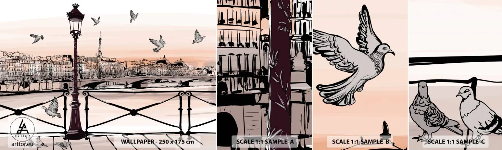 Muestra De Fotomural Standard Eco - Sobre los tejados de París - Arquitectura, Ciudad, París - 100x30 cm