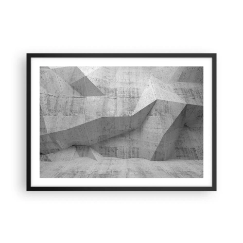Póster en marco negro - Formas geométricas de hormigón en gris - 70x50cm - Un verdadero desafío - Decoración de pared moderna para salón y dormitorio ARTTOR