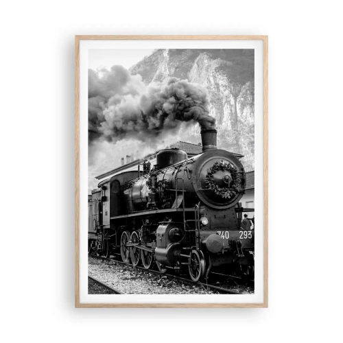 Póster en marco roble claro - Rumbo a la estación... - 70x100 cm