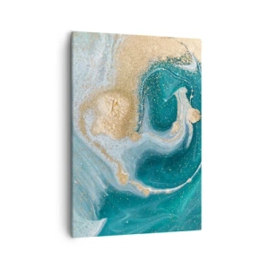 Cuadro sobre lienzo - Impresión de Imagen - Remolino abstracto en tonos turquesa y dorado - 50x70cm - Un remolino de oro y turquesa - Decoración de pared moderna para salón y dormitorio ARTTOR