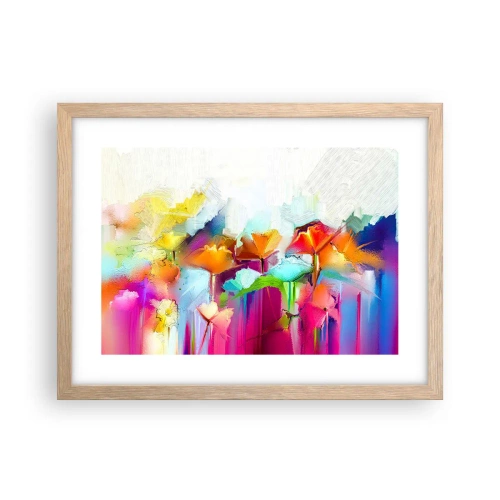 Póster en marco roble claro - Un arco iris ha florecido - 40x30 cm