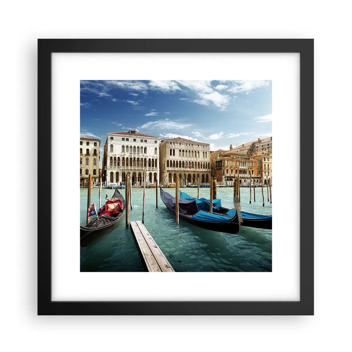 Póster en marco negro - Palacios en azul - 30x30 cm