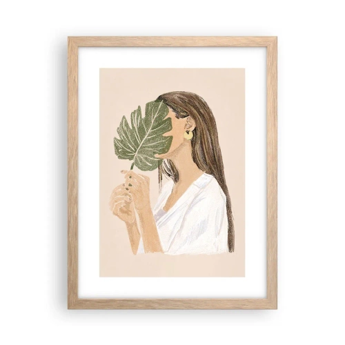 Póster en marco roble claro - Retrato misterioso con un abanico - 30x40 cm