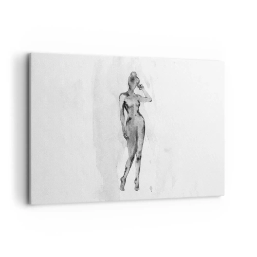 Cuadro sobre lienzo - Impresión de Imagen - Boceto de la silueta de una mujer en tonos de gris. - 120x80cm - Un estudio sobre el ideal de feminidad - Decoración de pared moderna para salón y dormitorio ARTTOR