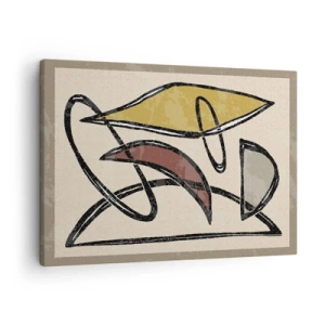 Cuadro sobre lienzo - Impresión de Imagen - Abstracción con formas geométricas y colores tenues. - 70x50cm - Verticales y niveles - Decoración de pared moderna para salón y dormitorio ARTTOR