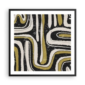 Póster en marco negro - Composición: tramos y callejones - 60x60 cm