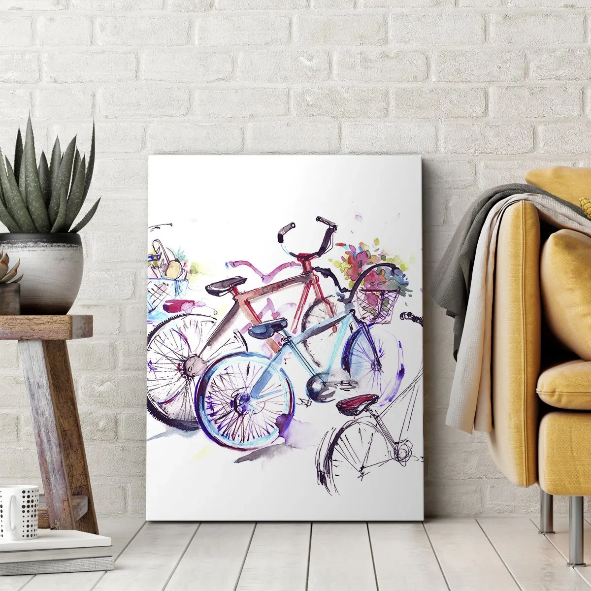 Cuadro sobre lienzo - Impresión de Imagen - Reunión de ciclistas - 45x80 cm