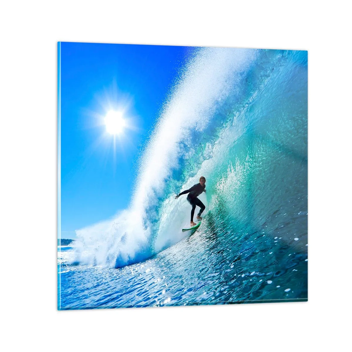 Cuadro sobre vidrio - Impresiones sobre Vidrio - A través de la gran ola - 60x60 cm