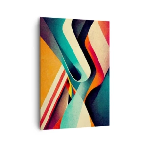 Cuadro sobre lienzo - Impresión de Imagen - Ondas abstractas coloridas en una composición dinámica - 70x100cm - Composición intensa - Decoración de pared moderna para salón y dormitorio ARTTOR