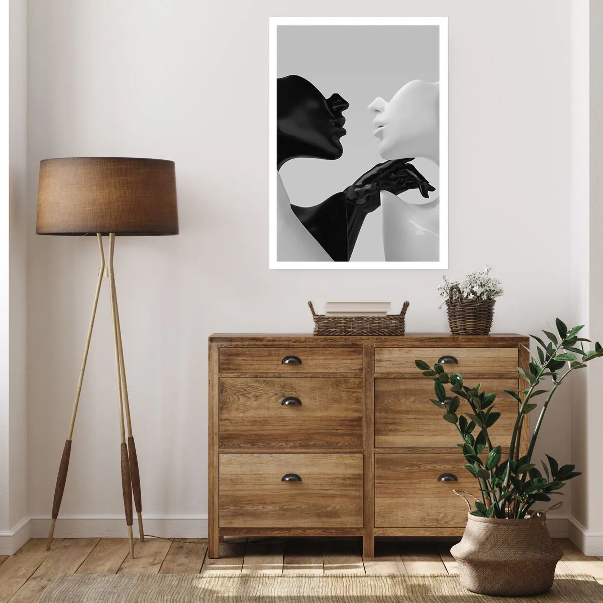 Póster - Una composición en blanco y negro de dos caras en estrecho contacto. - 50x70cm - Atracción - deseo - Decoración de pared moderna para salón y dormitorio ARTTOR