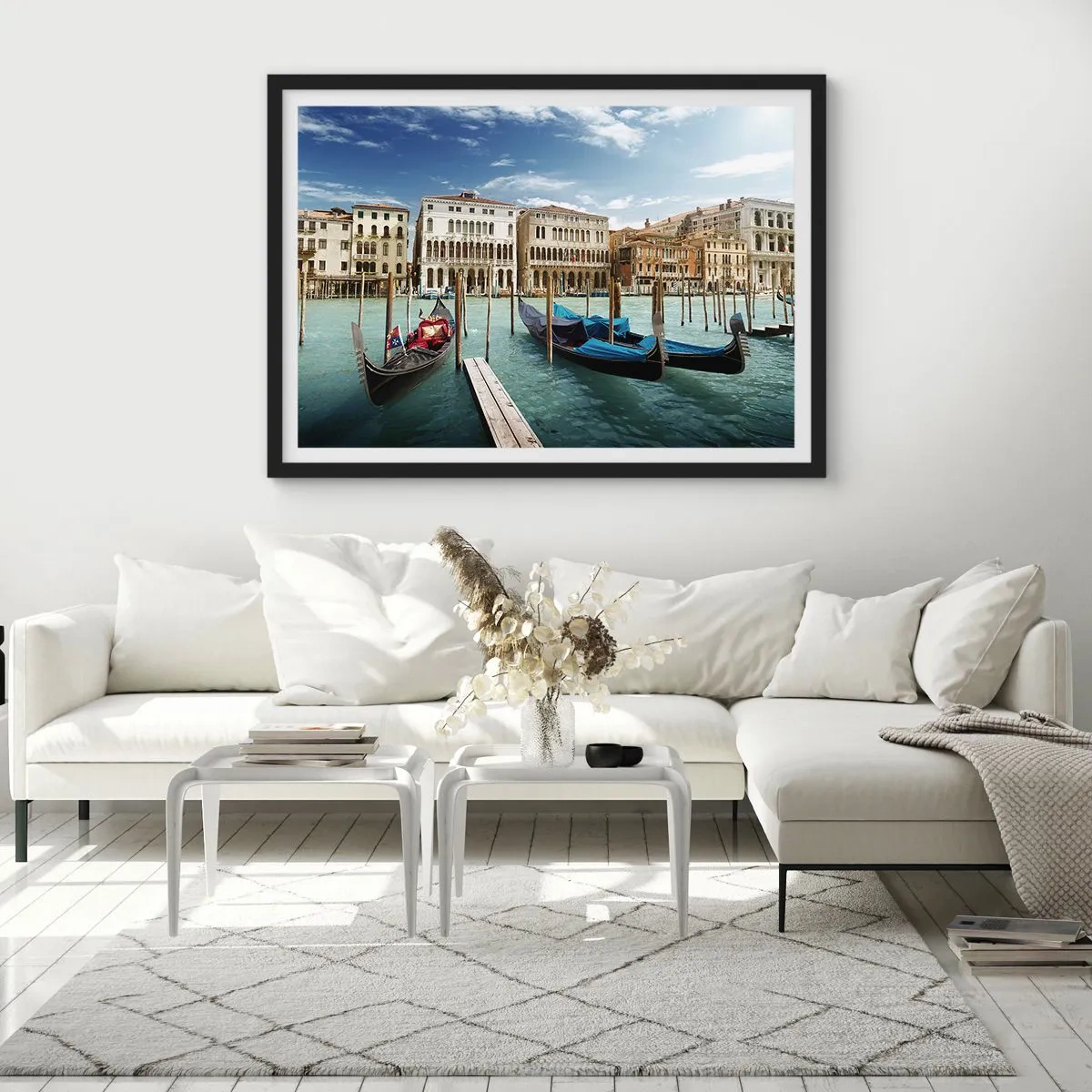 Póster en marco negro - Palacios en azul - 91x61 cm