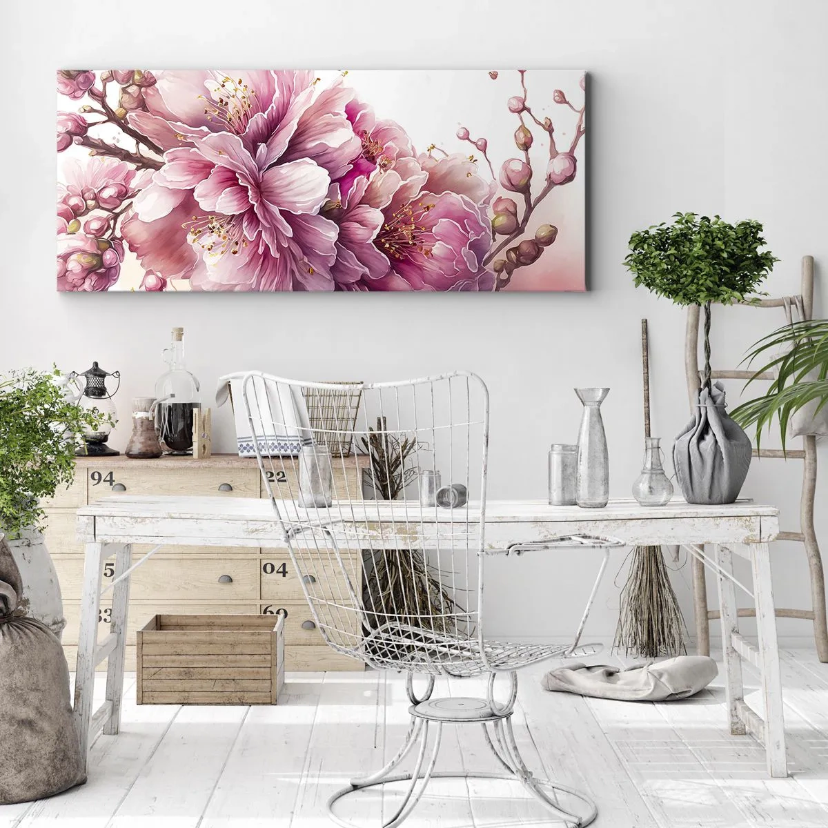Cuadro sobre lienzo - Impresión de Imagen - Flor de cerezo - 100x40 cm