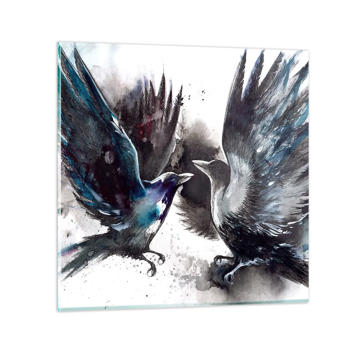 Cuadro sobre vidrio - Impresiones sobre Vidrio - De cuervo a cuervo... - 70x70 cm