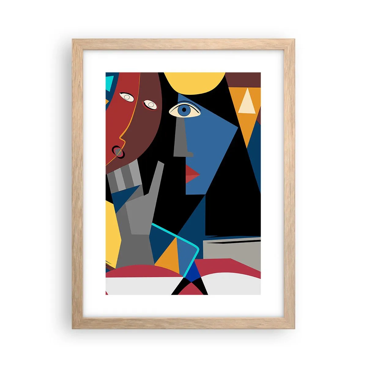 Póster en marco roble claro - Conversación cubista - 30x40 cm