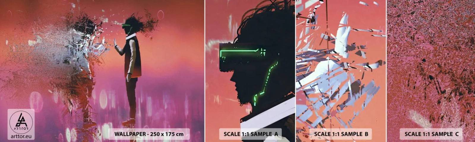 Muestra de fotomural autoadhesivo Deluxe Sticker - ¿Es posible mirar dentro de uno mismo? - Abstracción, Pedazo, Gente - 100x30 cm