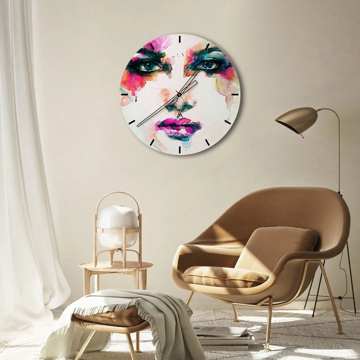 Reloj de pared - Reloj de vidrio - Retrato en arco iris - 30x30 cm