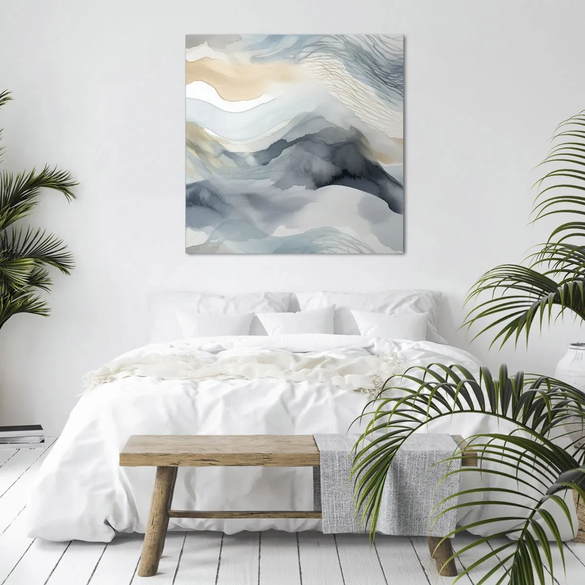 Cuadro sobre lienzo - Impresión de Imagen - Abstracción de nieve y niebla - 30x30 cm