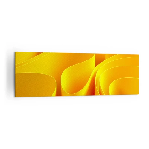 Cuadro sobre lienzo - Impresión de Imagen - Ondas abstractas amarillas que se asemejan a los rayos del sol - 160x50cm - Como las olas del sol - Decoración de pared moderna para salón y dormitorio ARTTOR