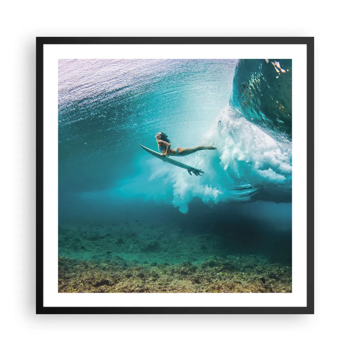 Póster en marco negro - Mundo submarino - 60x60 cm