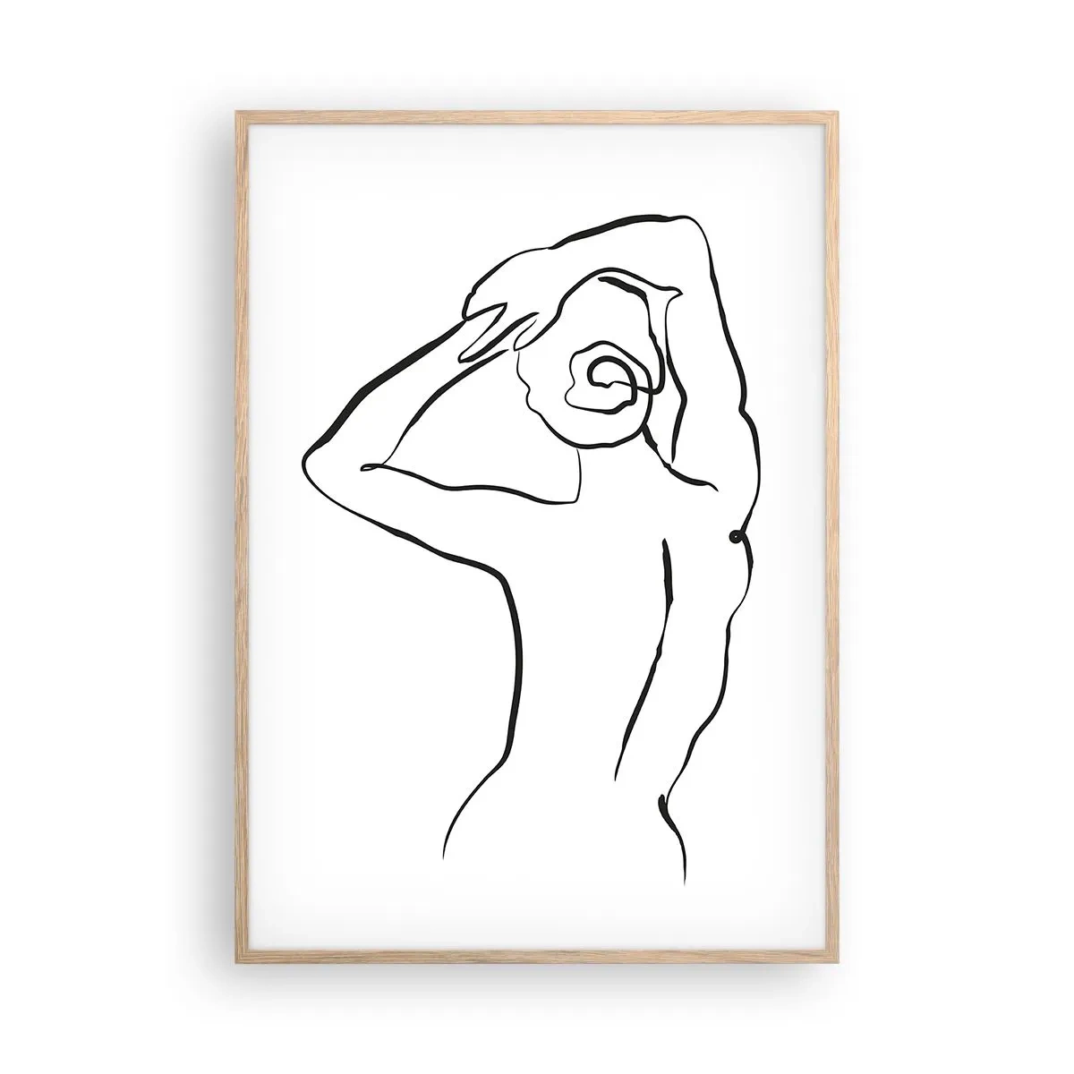 Póster en marco roble claro - Pose matinal - 70x100 cm