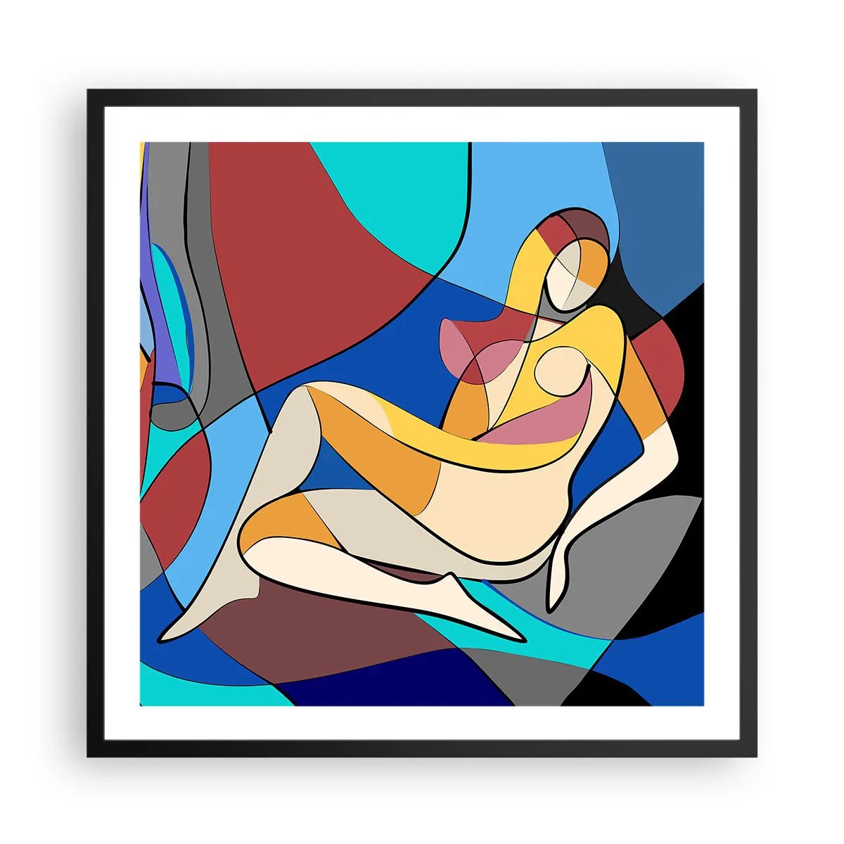 Póster en marco negro - Desnudo cubista - 60x60 cm