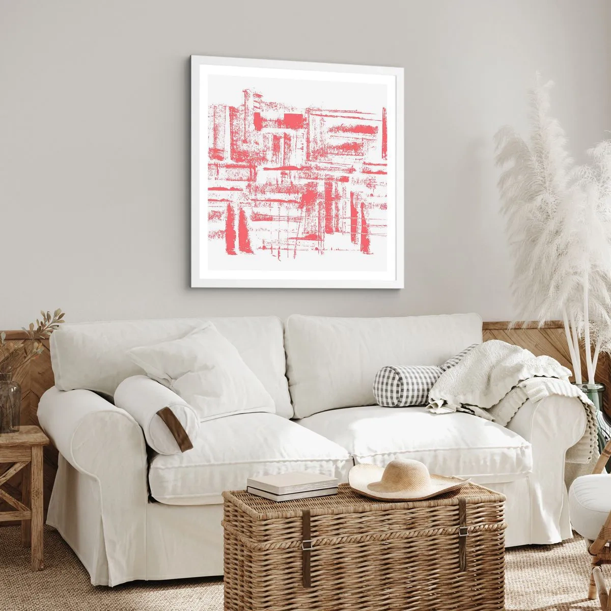 Póster en marco blanco - Ciudad roja - 60x60 cm