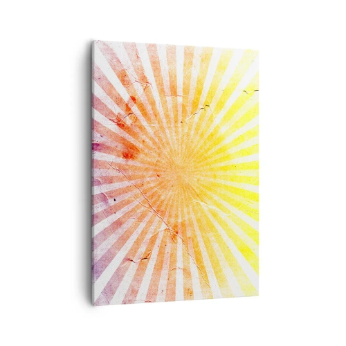 Cuadro sobre lienzo - Impresión de Imagen - Rayos de sol en tonos naranja y amarillo. - 50x70cm - Renacer del sol - Decoración de pared moderna para salón y dormitorio ARTTOR