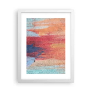 Póster en marco blanco - Trazos de arco iris - 30x40 cm