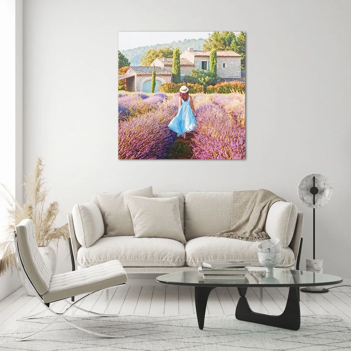 Cuadro sobre vidrio - Impresiones sobre Vidrio - La chica de la lavanda - 40x40 cm