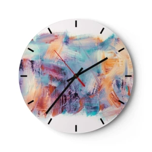 Reloj de pared - Reloj de vidrio - Colorido desorden - 40x40 cm