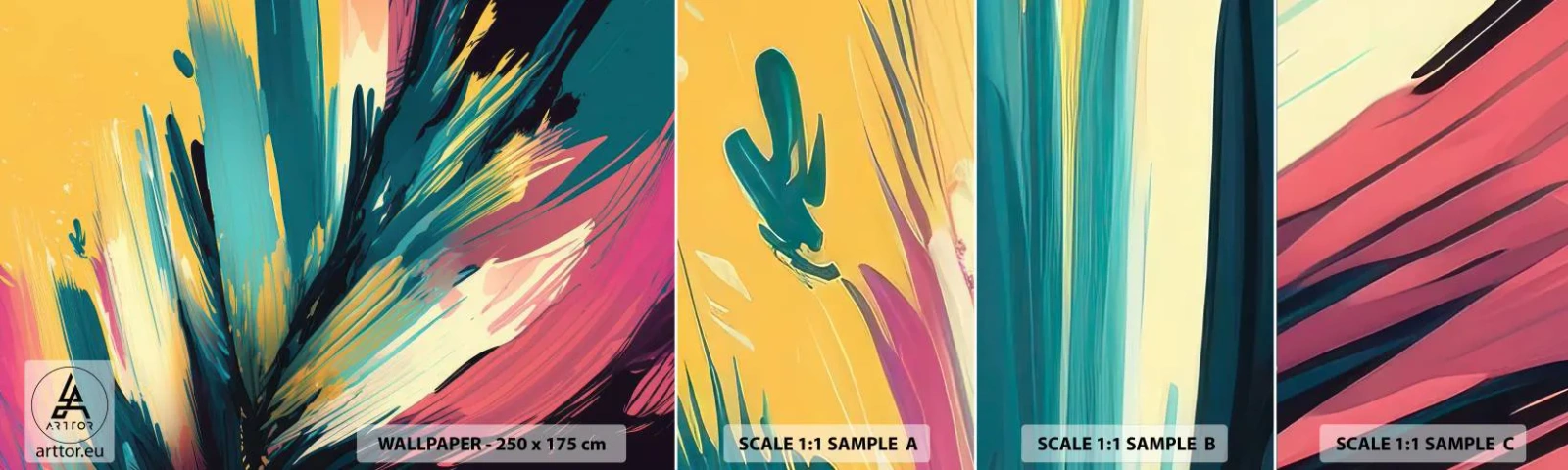 Muestra De Fotomural Standard Eco - Composición - una explosión de alegría - abstraccionismo, Pedazo, Moderno - 100x30 cm