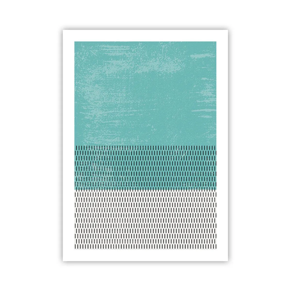 Póster - Patrón geométrico con elementos turquesas y blancos en un estilo minimalista. - 50x70cm - Composición equilibrada - Decoración de pared moderna para salón y dormitorio ARTTOR