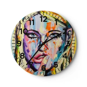 Reloj de pared - Reloj de vidrio - Mírala a los ojos - 30x30 cm