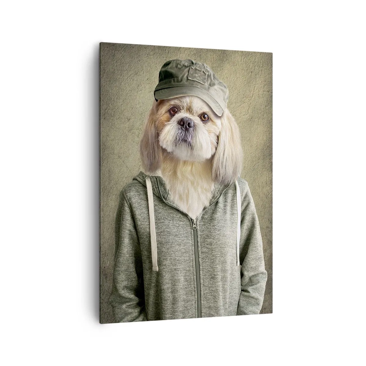 Cuadro sobre lienzo - Impresión de Imagen - Retratos estilizados de un león, un perro y un elefante con ropa elegante. - 70x100cm - Prefiero tomármelo con calma - Decoración de pared moderna para salón y dormitorio ARTTOR