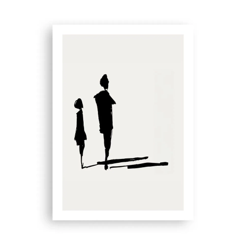 Póster - Siluetas de dos figuras en negro sobre un fondo claro - 50x70cm - ¿Seguro que juntos? - Decoración de pared moderna para salón y dormitorio ARTTOR