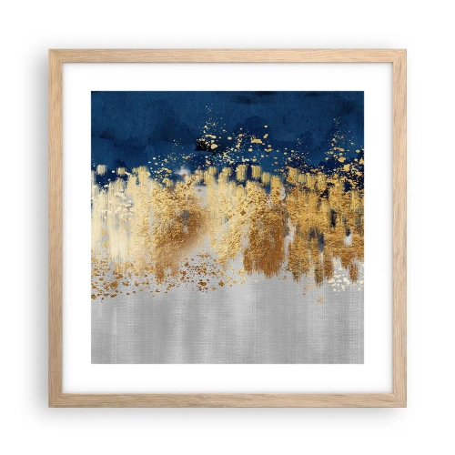 Póster en marco roble claro - Composición moderna con chispas - 40x40 cm