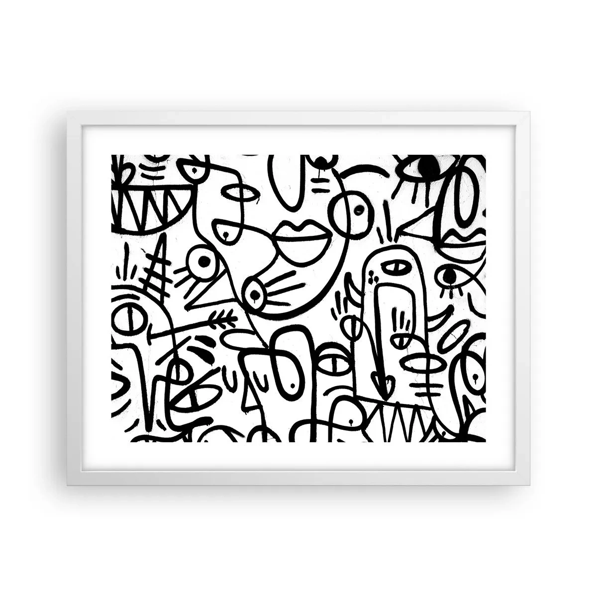 Póster en marco blanco - Rostros y espejismos - 50x40 cm