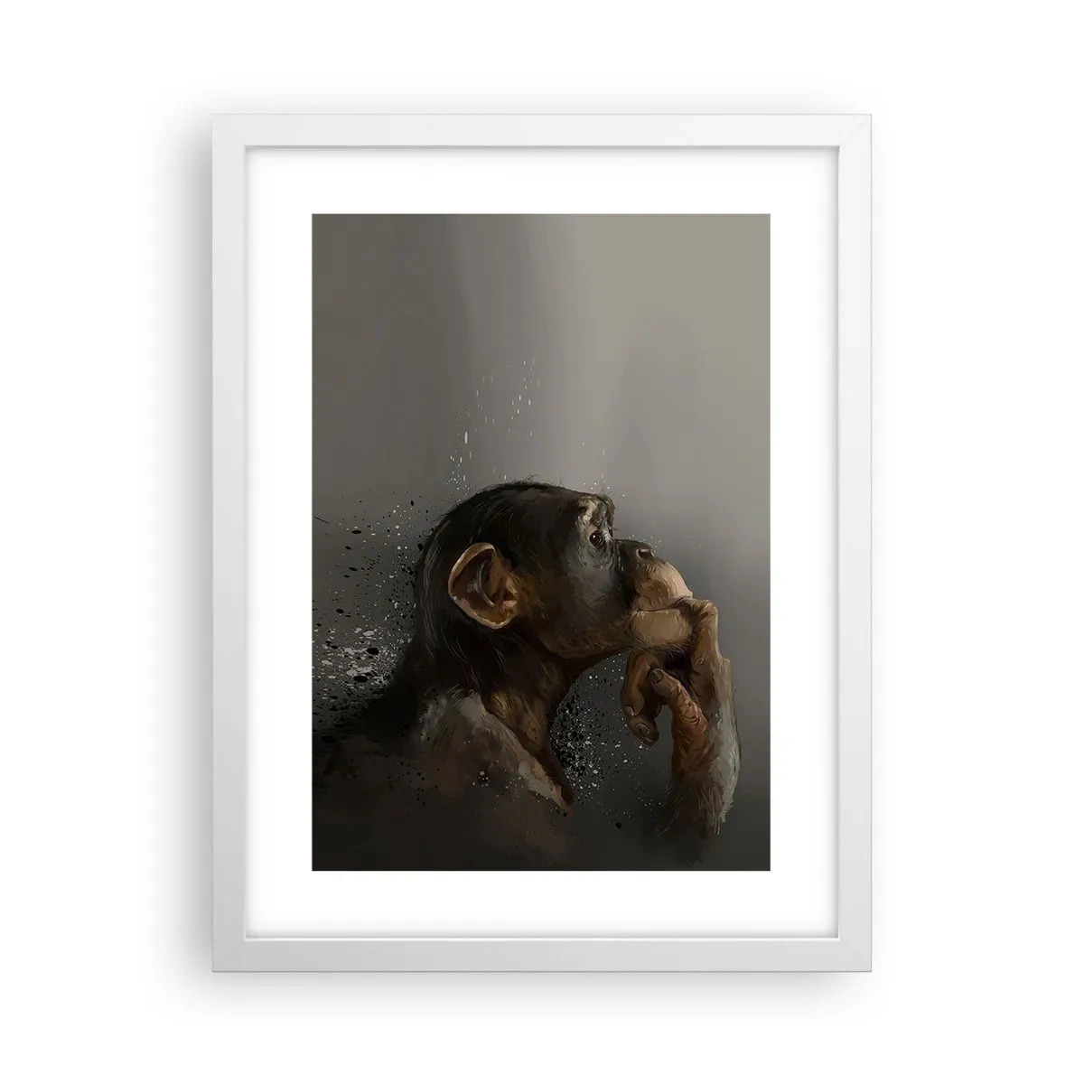 Póster en marco blanco - La evolución del pensador - 30x40 cm