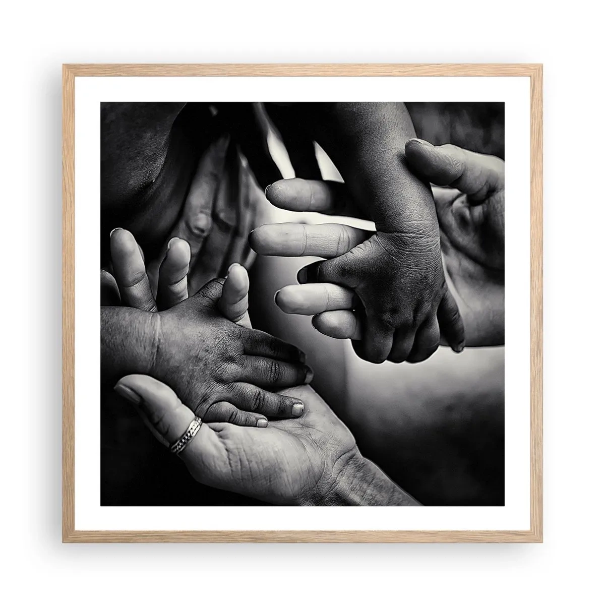 Póster en marco roble claro - Ser humano - 60x60 cm