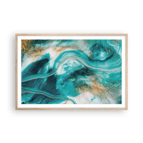 Póster en marco roble claro - Río de oro - 91x61 cm