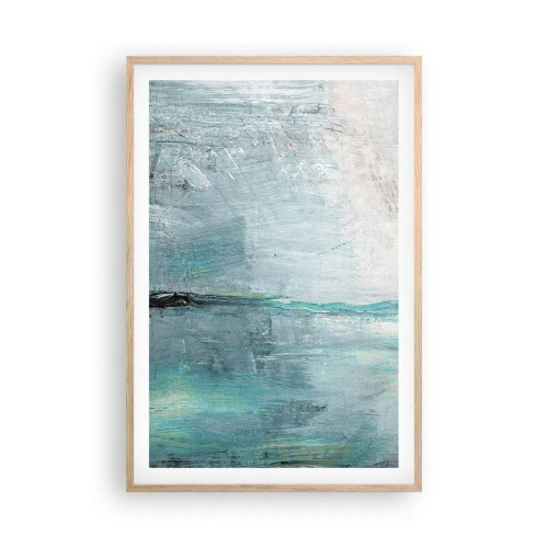 Póster en marco roble claro - Horizontalmente sobre el azul - 61x91 cm