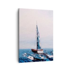 Cuadro sobre lienzo - Impresión de Imagen - Veleros en un mar tempestuoso en una composición pictórica - 50x70cm - Hermandad del viento - Decoración de pared moderna para salón y dormitorio ARTTOR