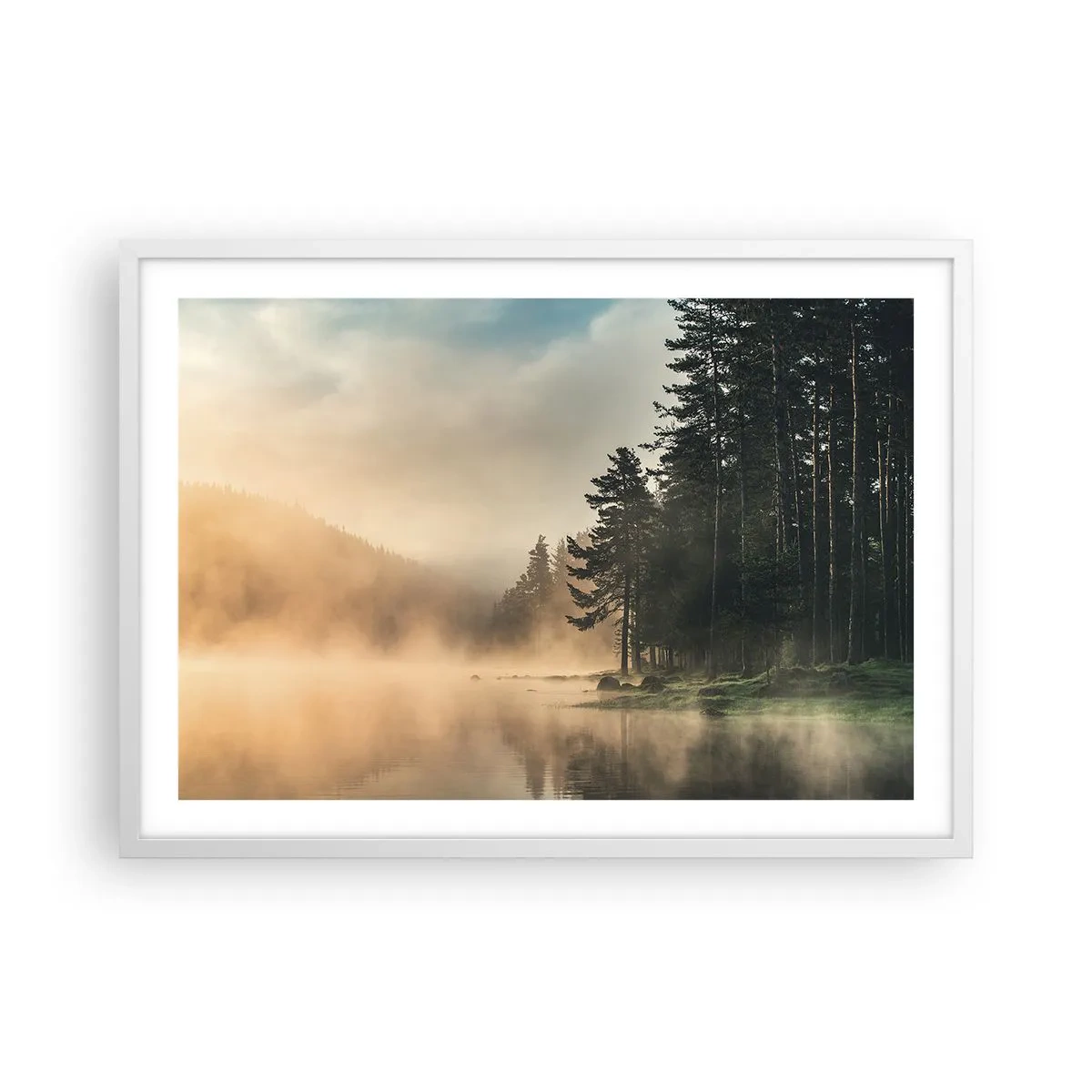 Póster en marco blanco - El nacimiento de un día - 70x50 cm