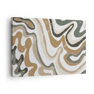 Cuadro sobre lienzo - Impresión de Imagen - Patrones terrosos en tonos marrones y verdes. - 70x50cm - Meandros de colores terrosos - Decoración de pared moderna para salón y dormitorio ARTTOR