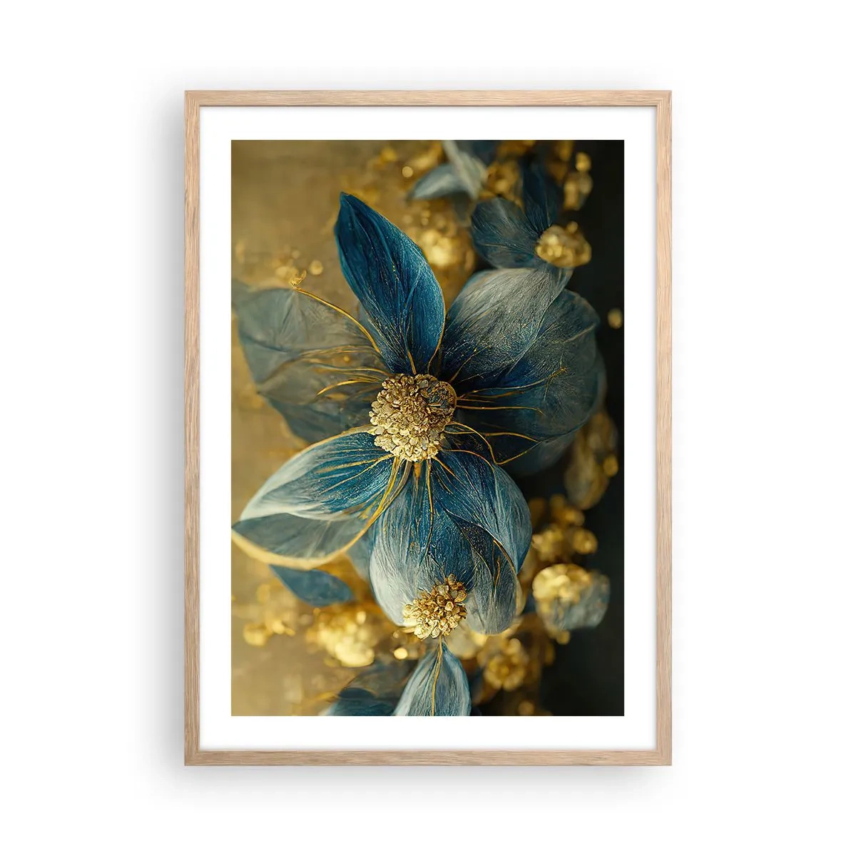 Póster en marco roble claro - Flor de oro - 50x70 cm