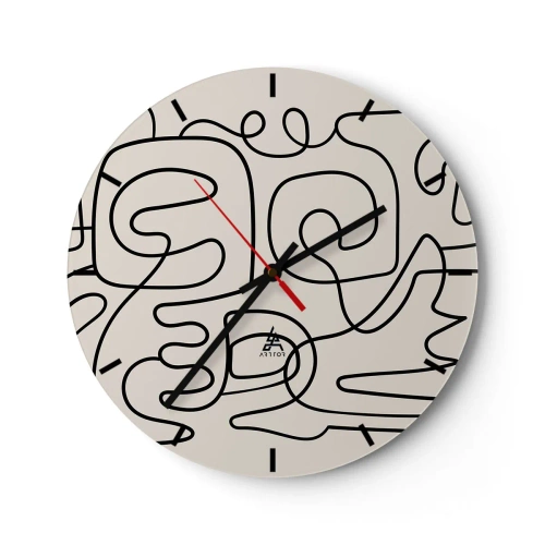 Reloj de pared - Reloj de vidrio - Líneas negras abstractas sobre un fondo claro en un estilo moderno. - 30x30cm - El camino correcto - Decoración de pared moderna para salón, cocina y dormitorio ARTTOR