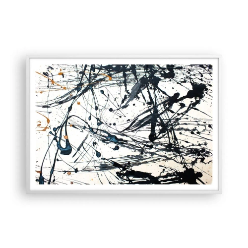 Póster en marco blanco - Abstracción expresionista - 100x70 cm