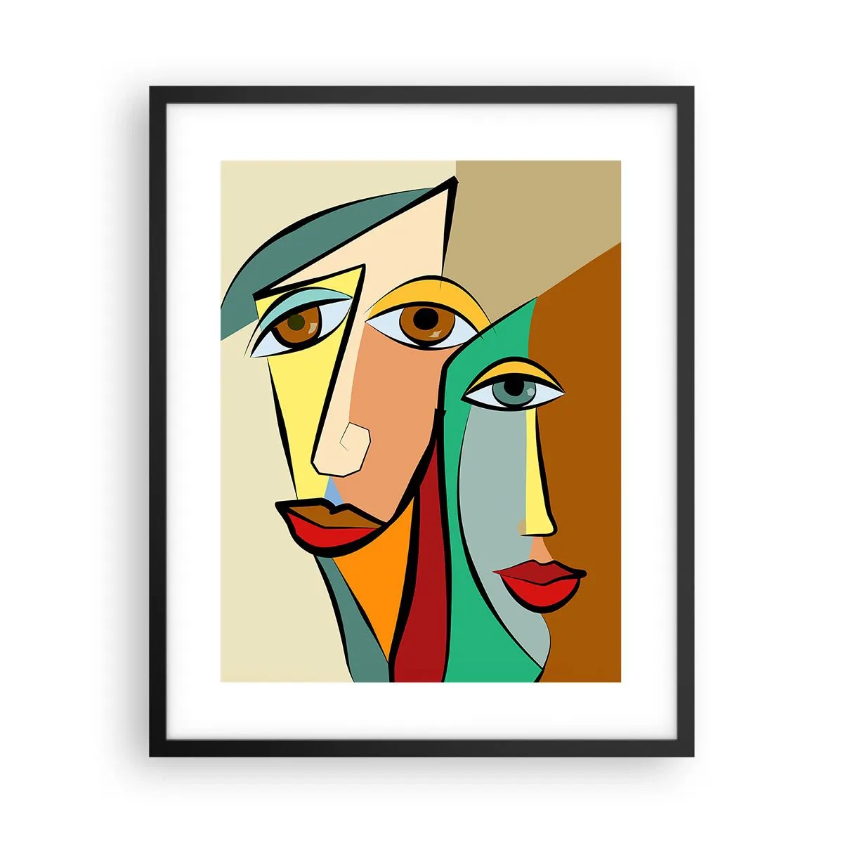Póster en marco negro - Pareja cubista - 40x50 cm