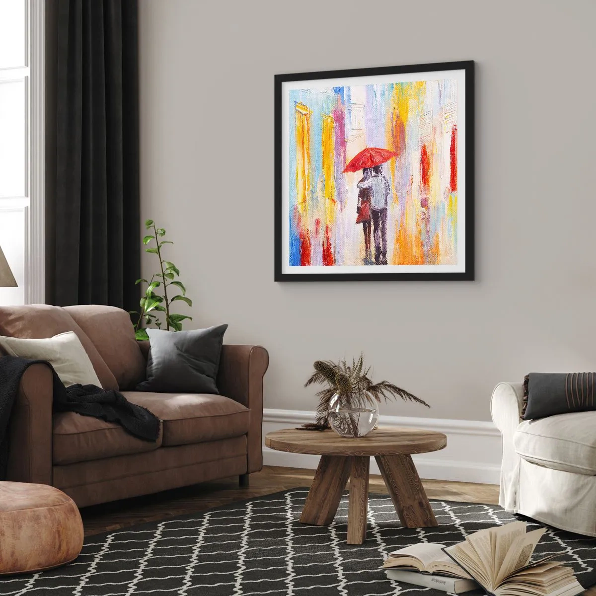 Póster en marco negro - Que siga lloviendo - 40x40 cm